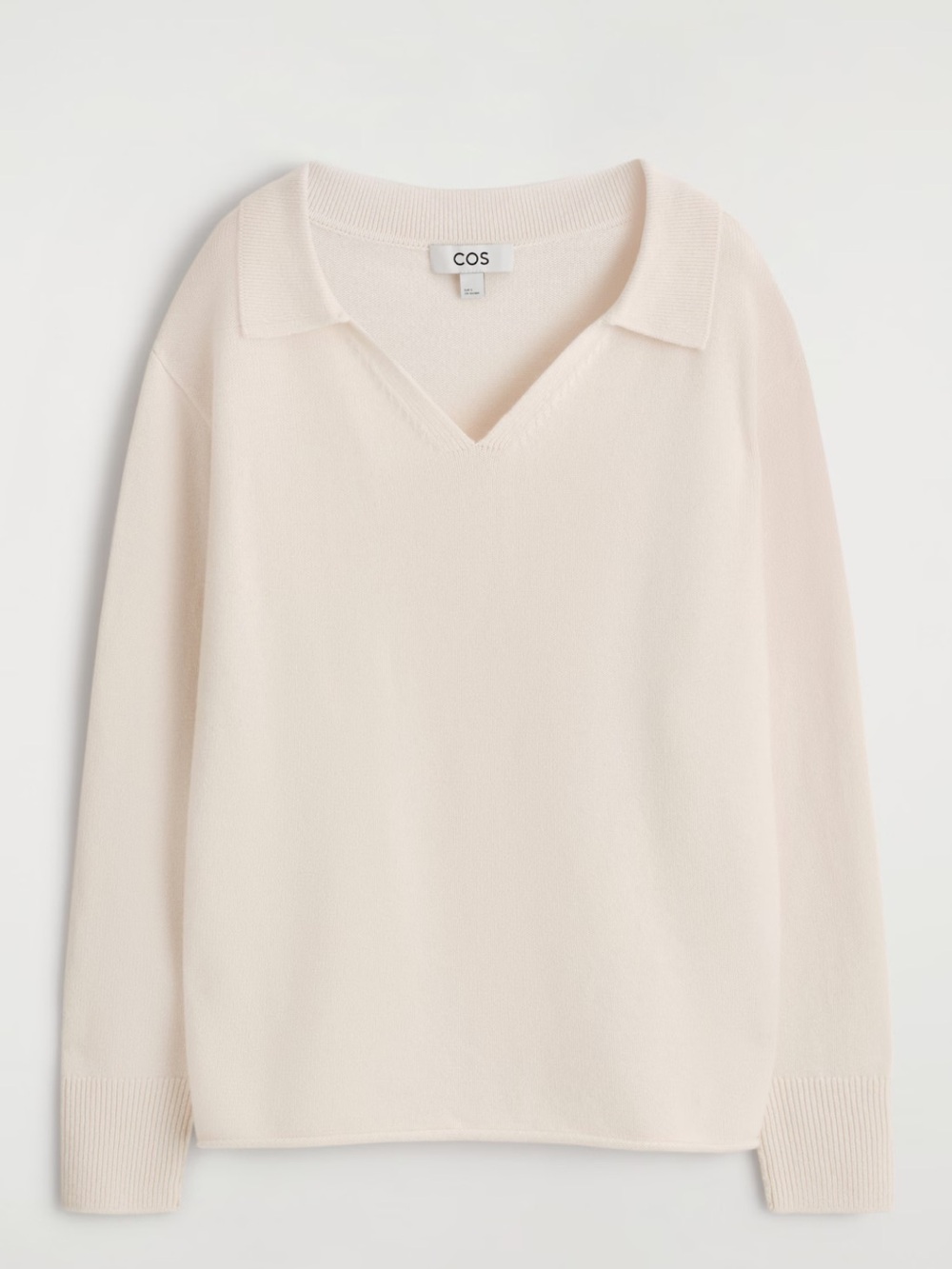 COS Cream V-Neck Polo Sweater 100% Wool - Read Description!